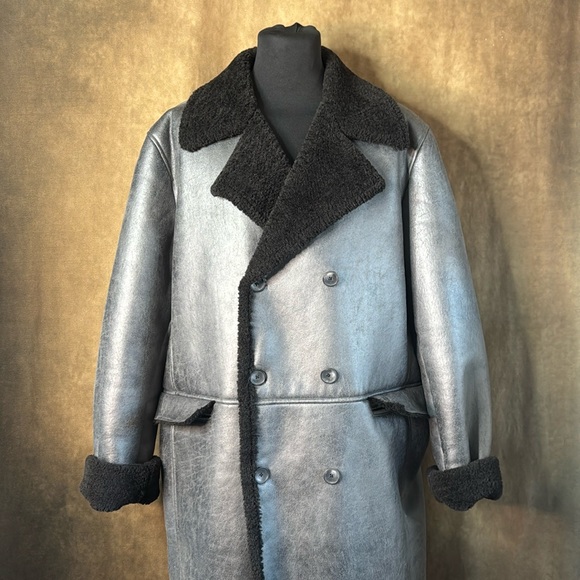 I.N.C. Men's Classic-Fit Faux-Shearling Double-Breasted Overcoat Silver Size XXL - Picture 1 of 12